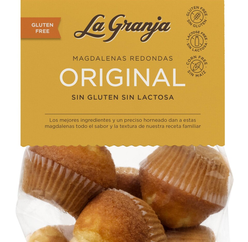 Caja Magdalenas Tradicionales Sin Gluten Sin Lactosa 30u LA GRANJA - Comprar Magdalenas online | El Mes Dolç