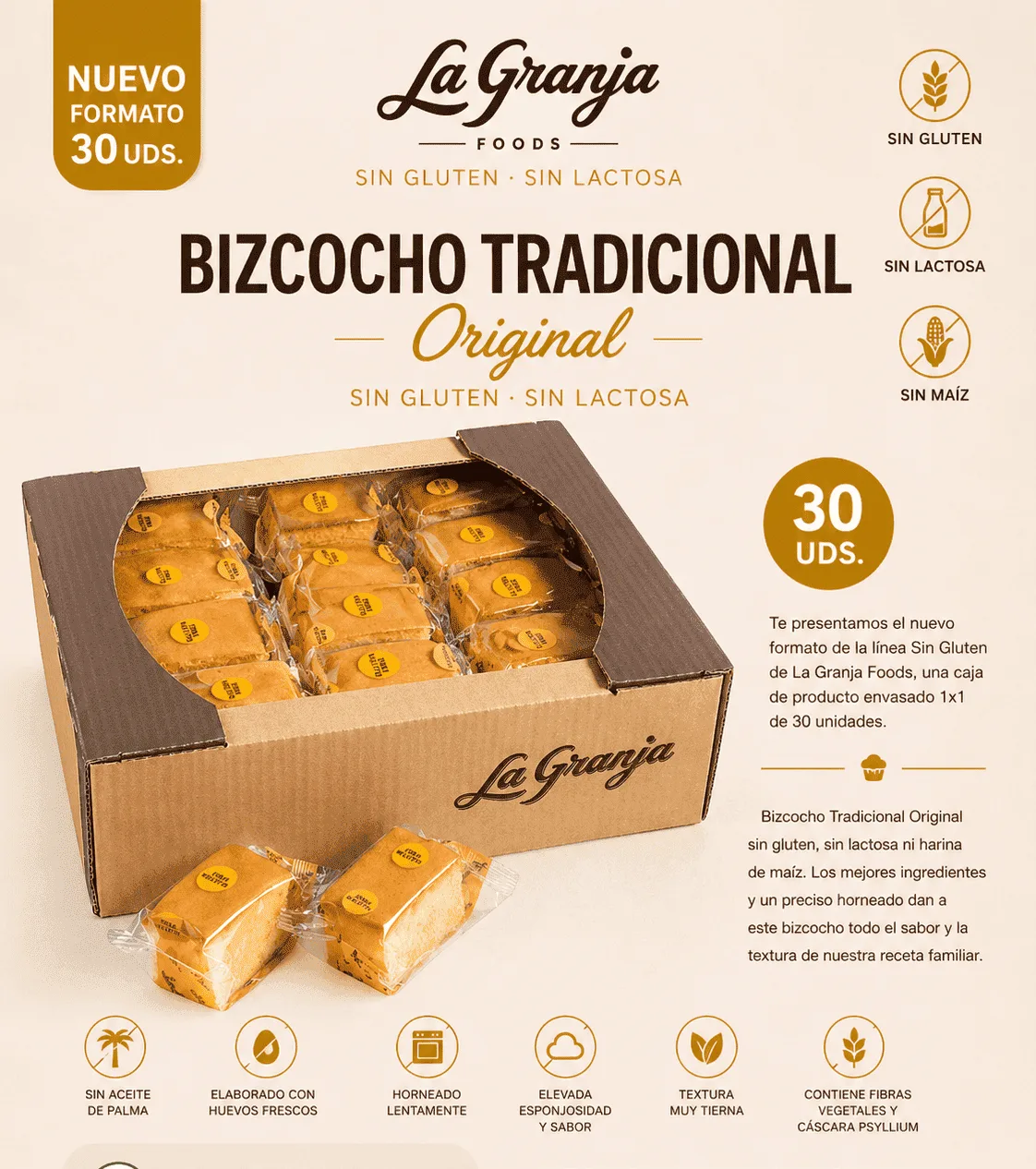 Caja Bizcocho Original Sin Gluten Sin Lactosa 30 - Comprar Bizcochos online | El Mes Dolç