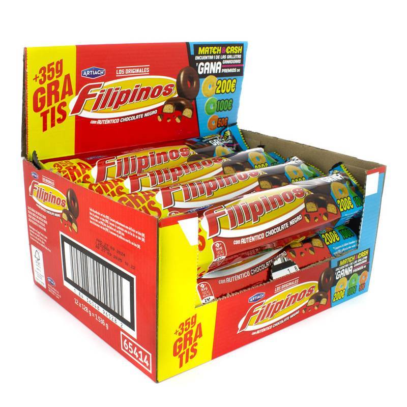 Filipinos Negro 128g 12u 68031 Trigorico Caja 12u, galletas de Artiach