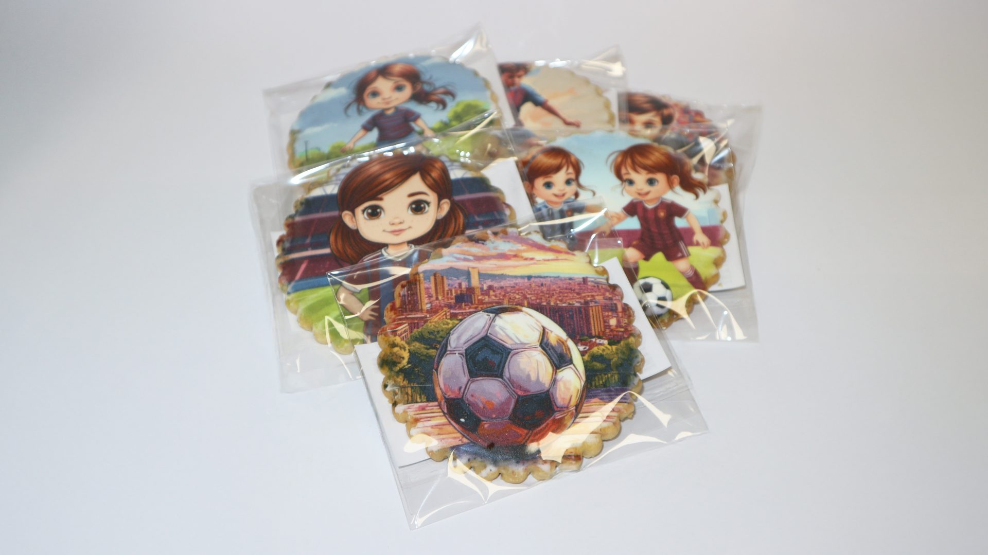 Galleta decorada de fútbol, colorida y crujiente, para fans del balón.