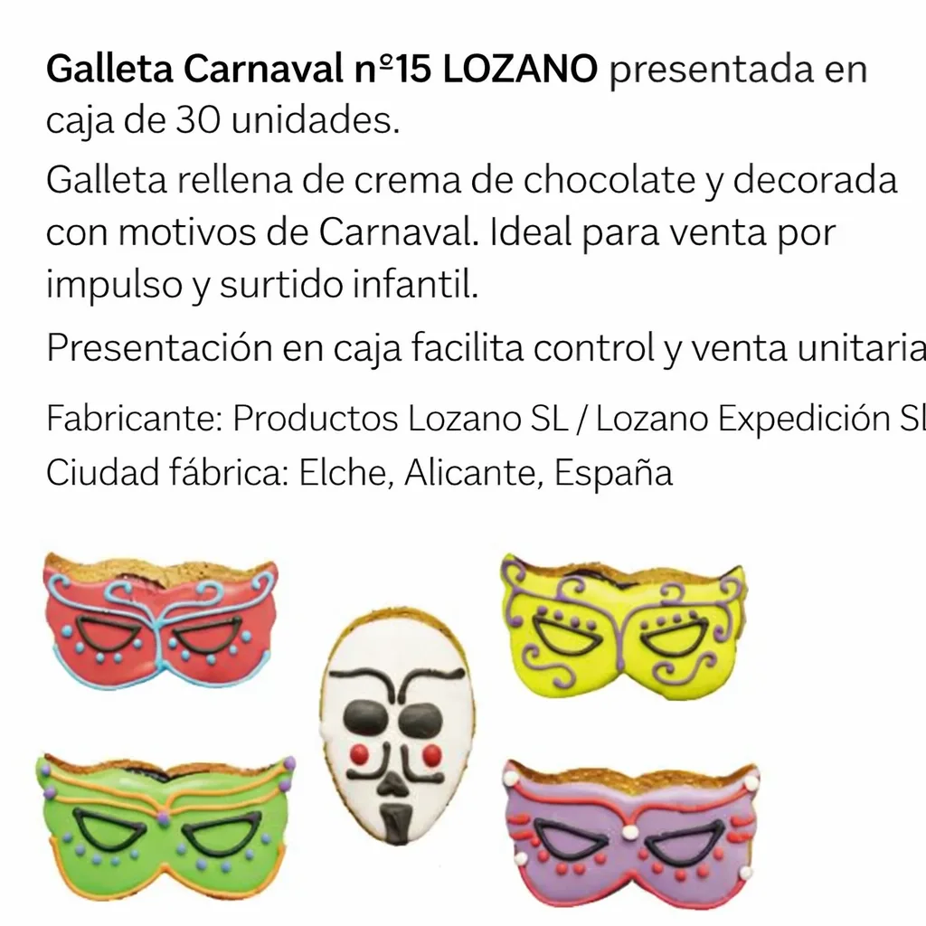 Galleta Carnaval Nº15 LOZANO 30u.caja
