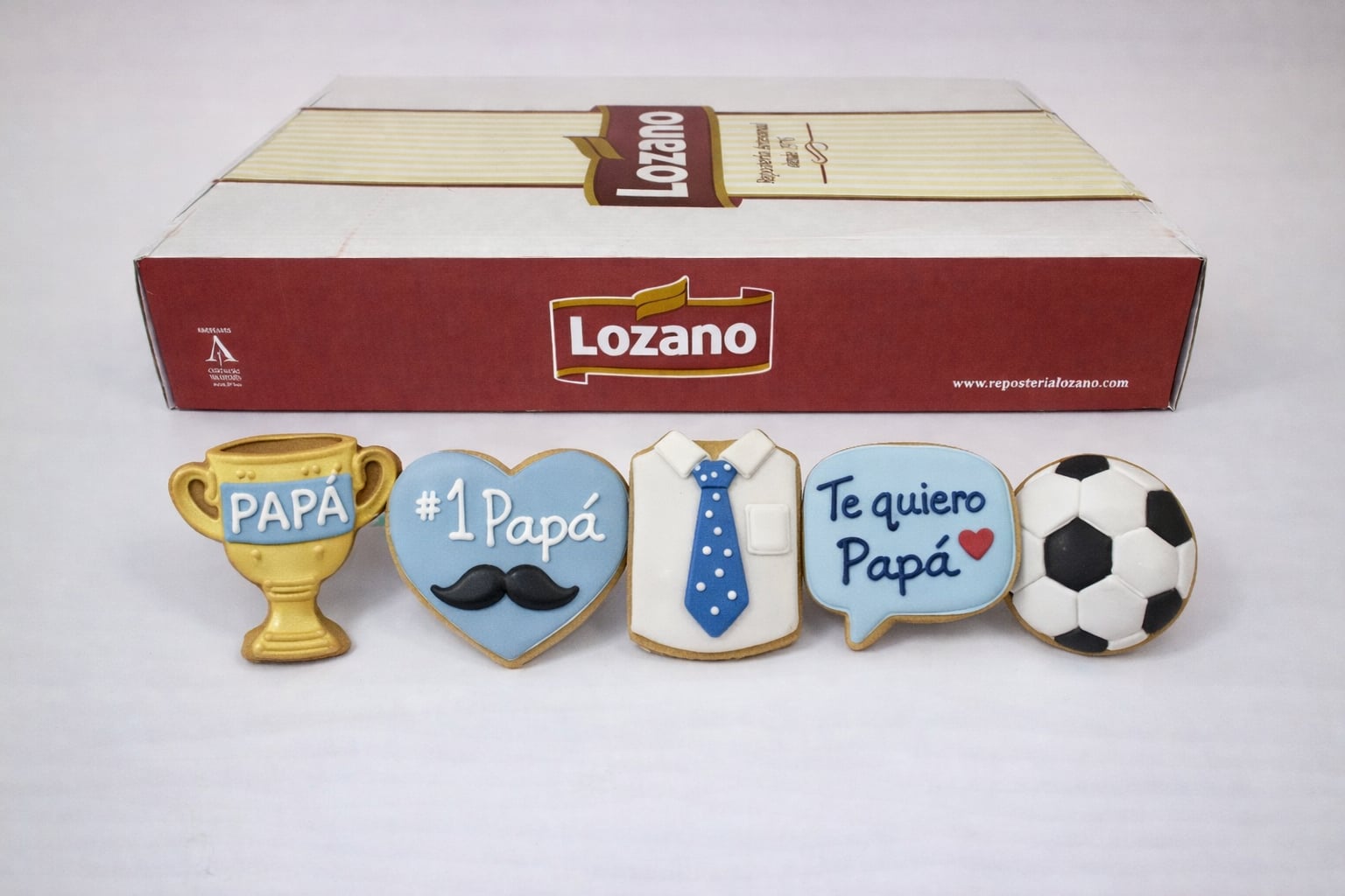 Galleta del Día del Padre Lozano decorada con mensajes y glaseado para papá