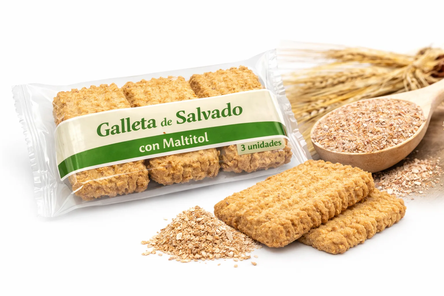 Galleta de salvado sin azúcar de La Abuela, rústica y con fibra.