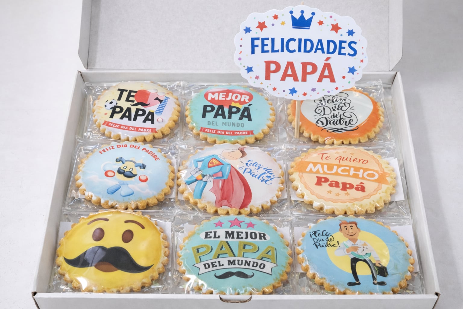 Galletas del Día del Padre Servicio Repostería Aragón, decoradas con motivos para papá
