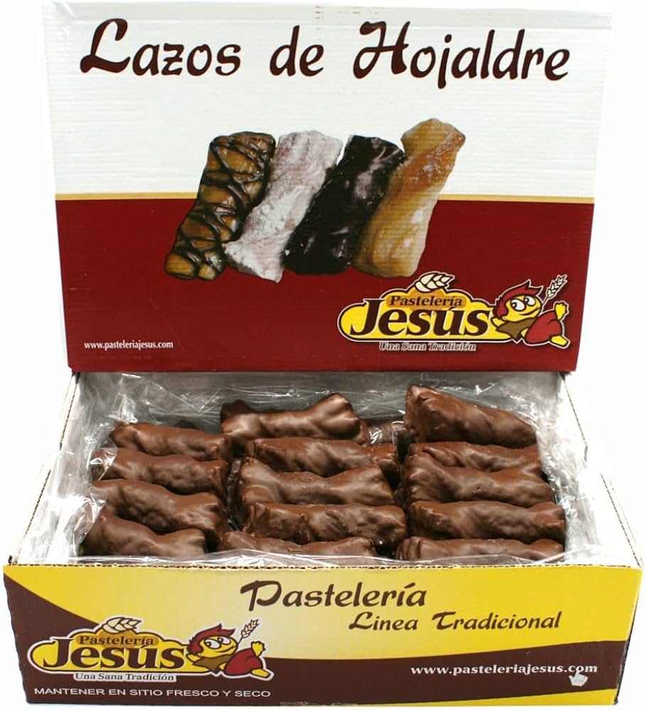 Lazo de bombón Pastelería Jesús, hojaldre crujiente cubierto de chocolate