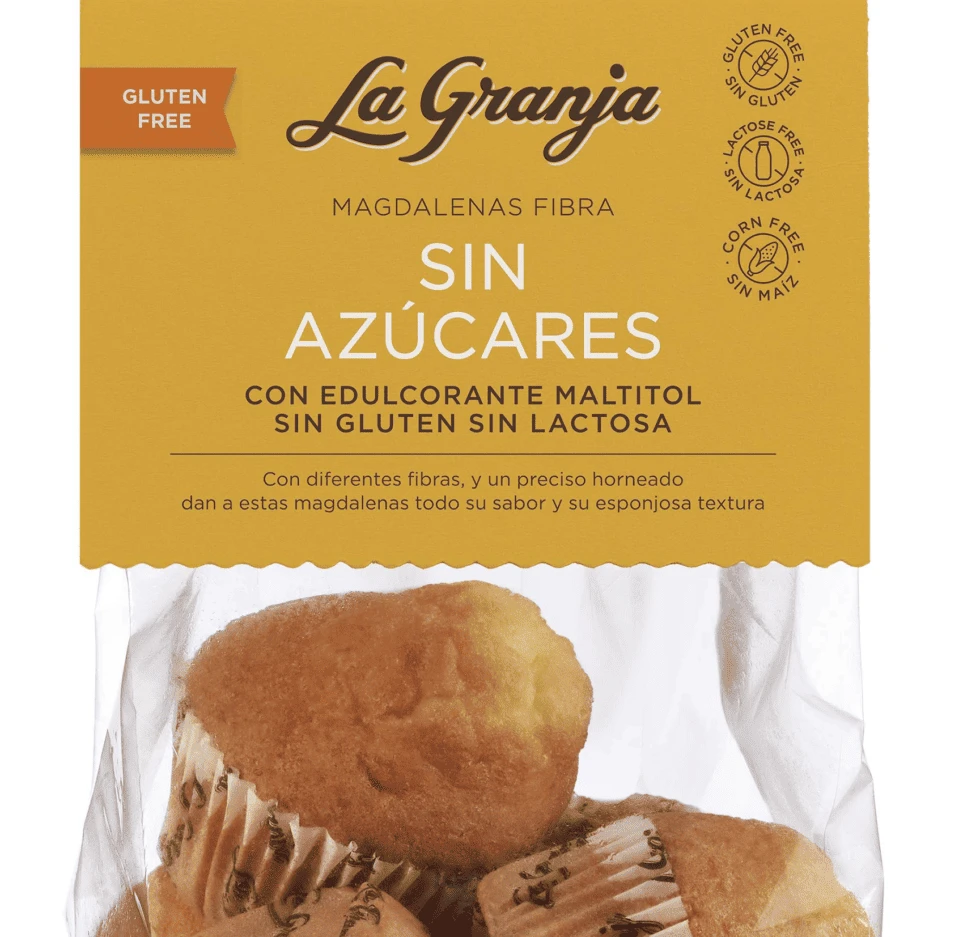 Magdalenas Fibra Sin Azúcar Maltitol Sin Gluten Sin Lactosa LA GRANJA