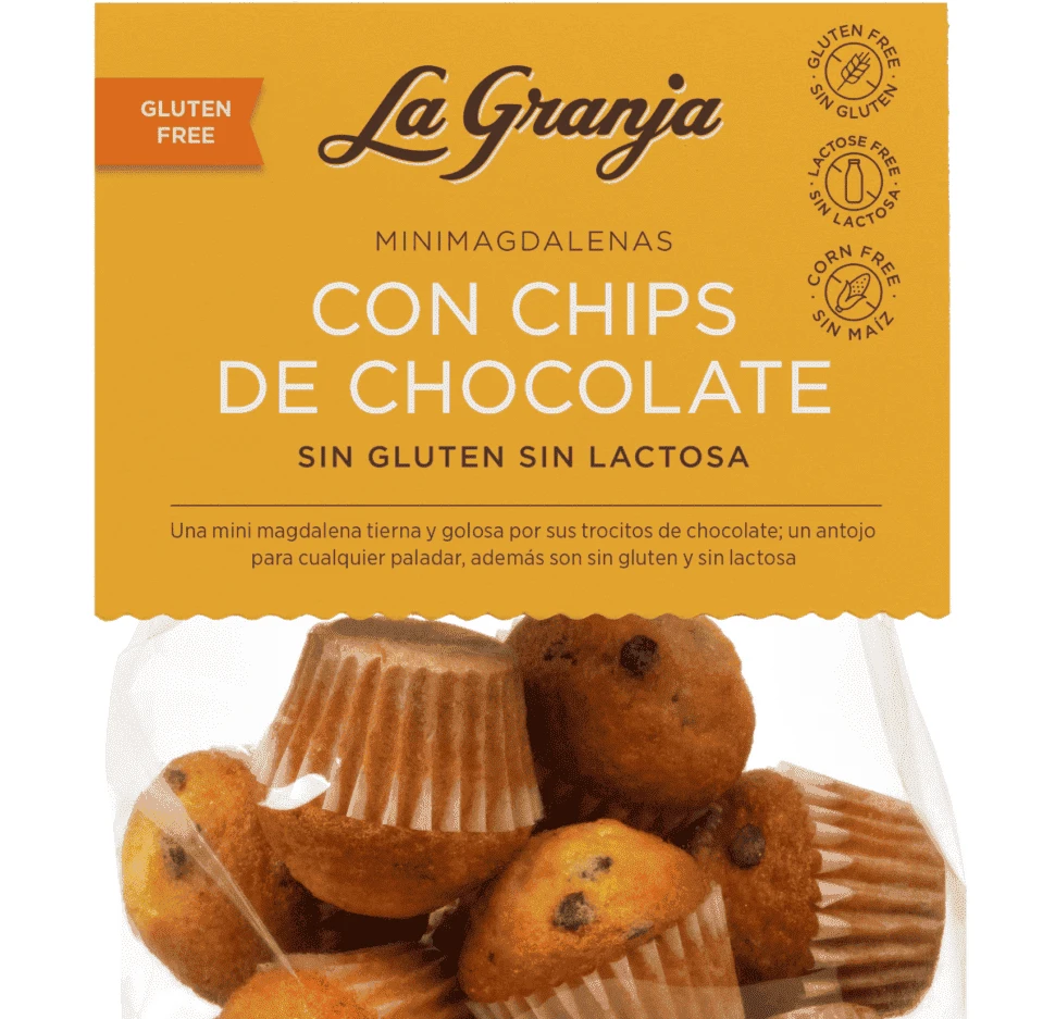 Mini Magdalenas Chips Chocolate Sin Gluten Sin Lactosa LA GRANJA