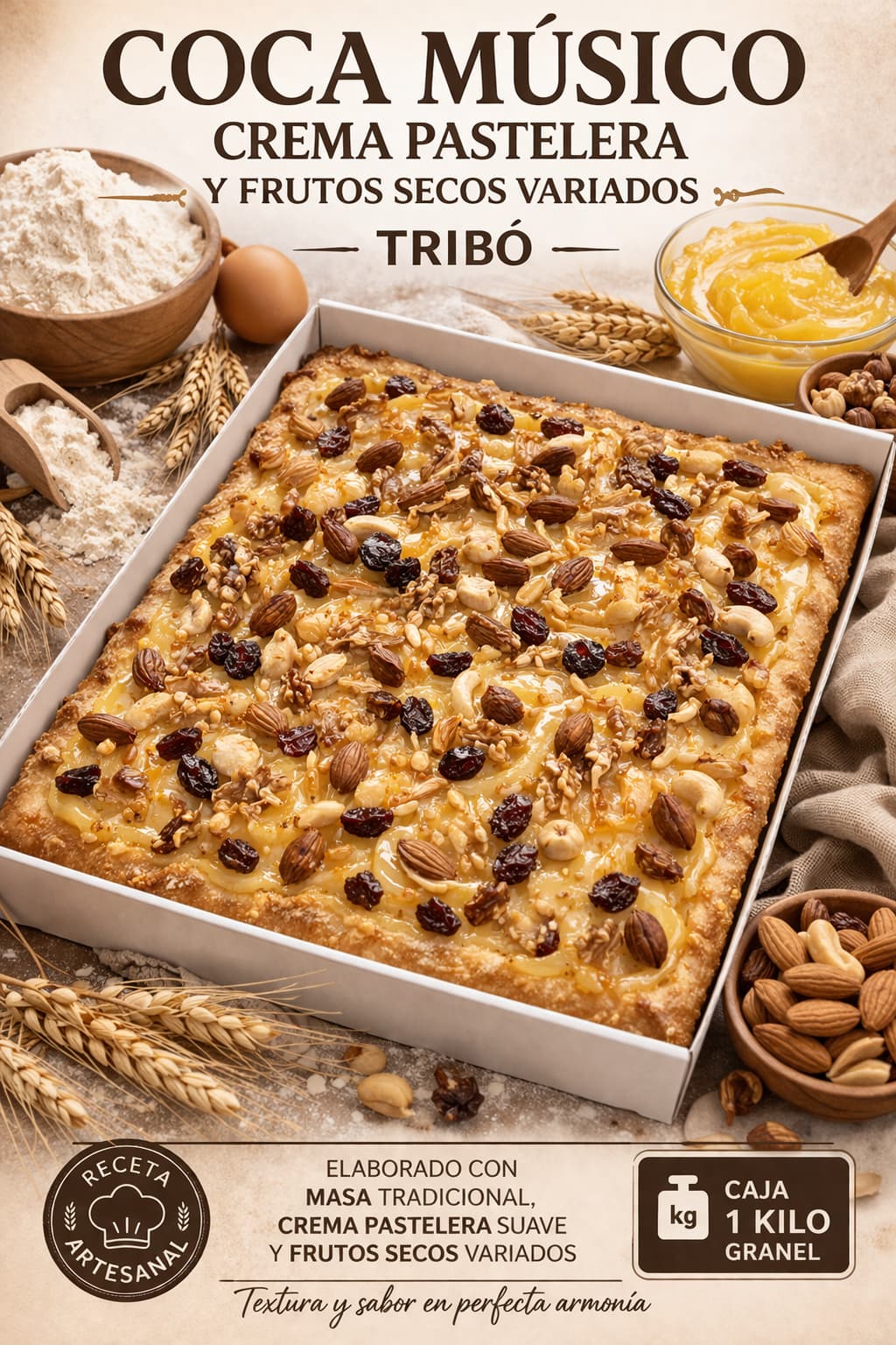 Musico Crema Y Frutos Secos Caja1 kg Granel Tribo - Comprar Hojaldre online | El Mes Dolç
