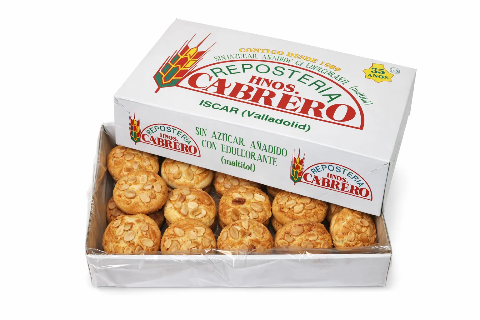 Pasta de almendra integral Repostería Hermanos Cabrero, con maltitol y textura tierna.