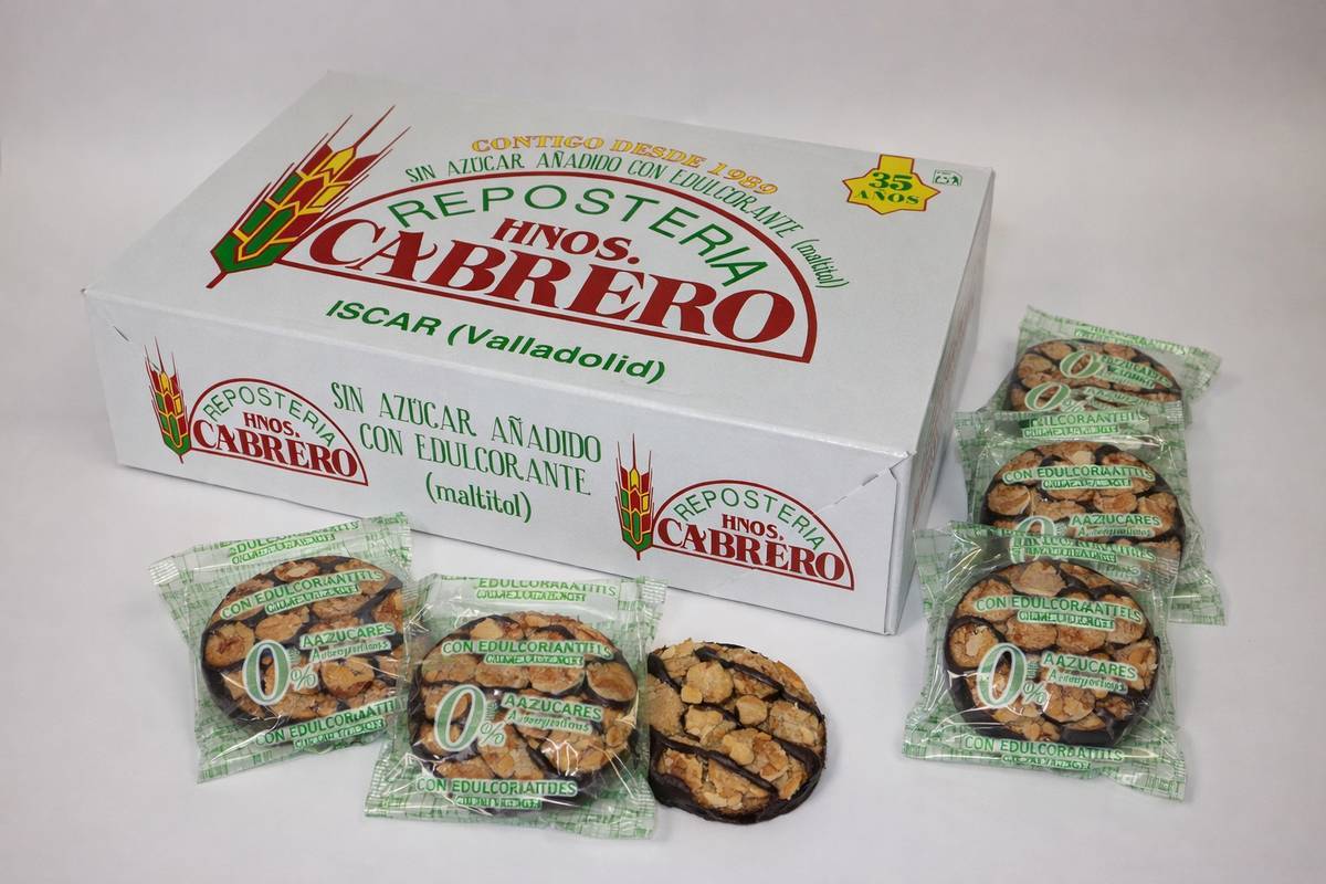 Pasta de almendra sin azúcar El Cateto, envuelta en chocolate, sabor a fruto seco
