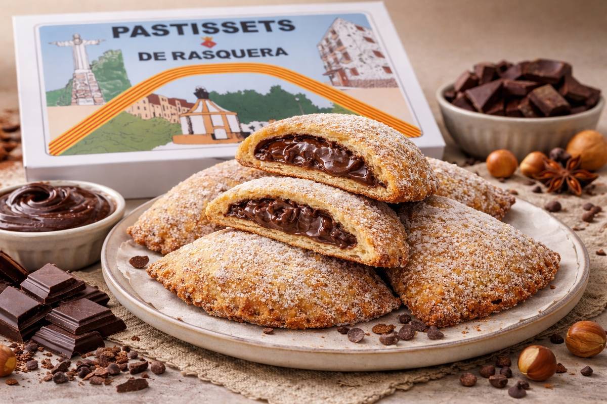 Pastisset de chocolate Rasquera, hojaldre relleno tradicional