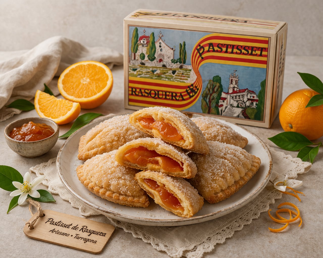 Pastisset de naranja Rasquera, hojaldre tierno con aroma cítrico