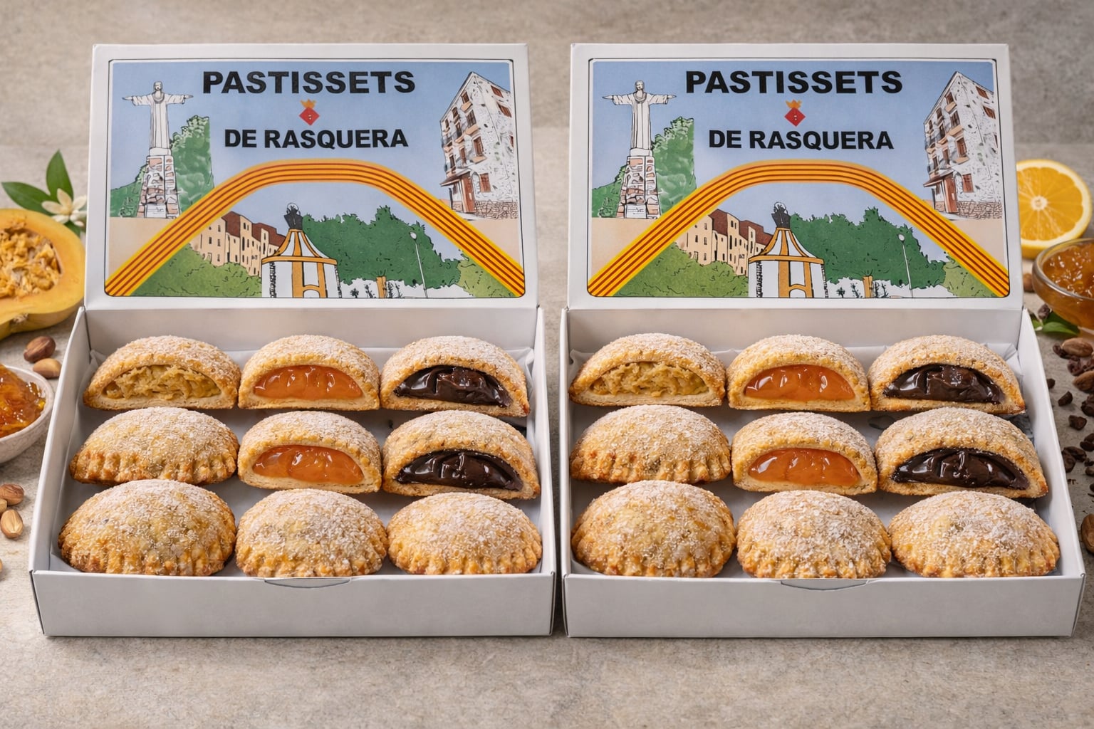 Pastissets surtidos Rasquera, hojaldre crujiente con rellenos variados