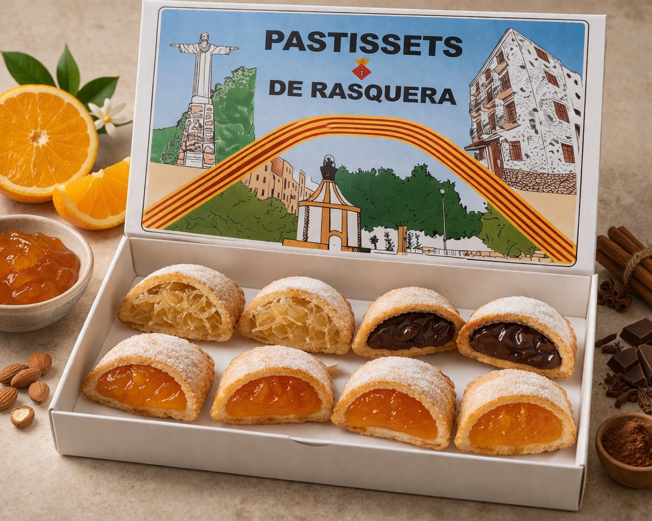 Pastissets Surtido Rasquera Pastelería 8 Ud Caja 1 kg, hojaldre