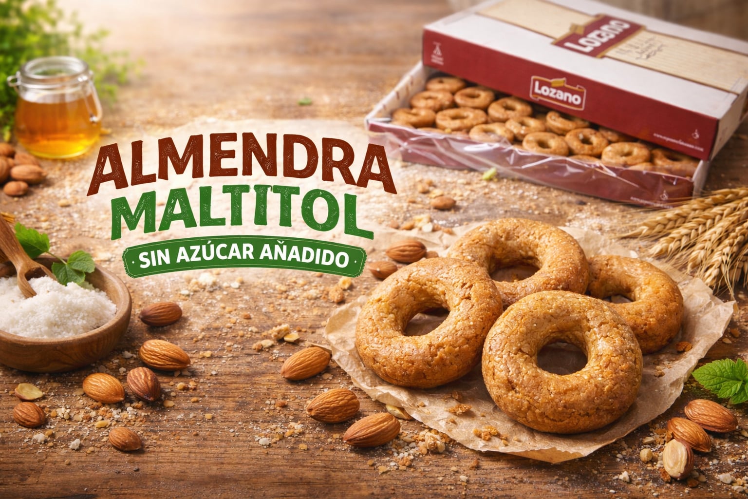Rollo de almendra sin azúcar de El Mes Dolç, miga tierna con aroma a fruto seco.