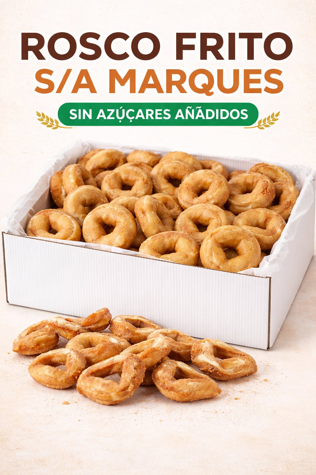Rosco frito sin azúcar Productos Guerrero, corona dorada, ligera y tierna