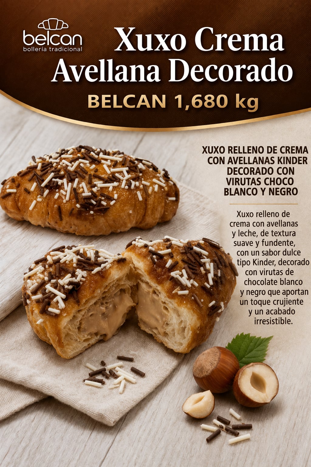 Xuxo Crema Avellana 1.680kg 40un BELCAN, bollería