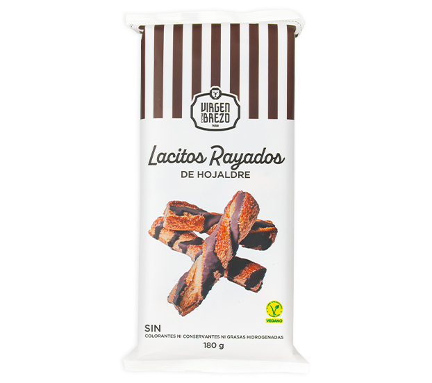 Lazo rayado de hojaldre Virgen del Brezo con líneas de chocolate