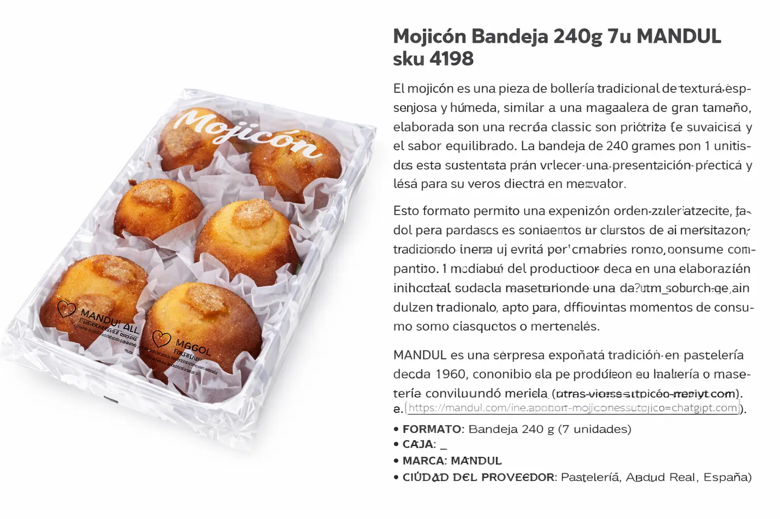 Mojicon Bandeja 240g 7u MANDUL Caja 7 uds