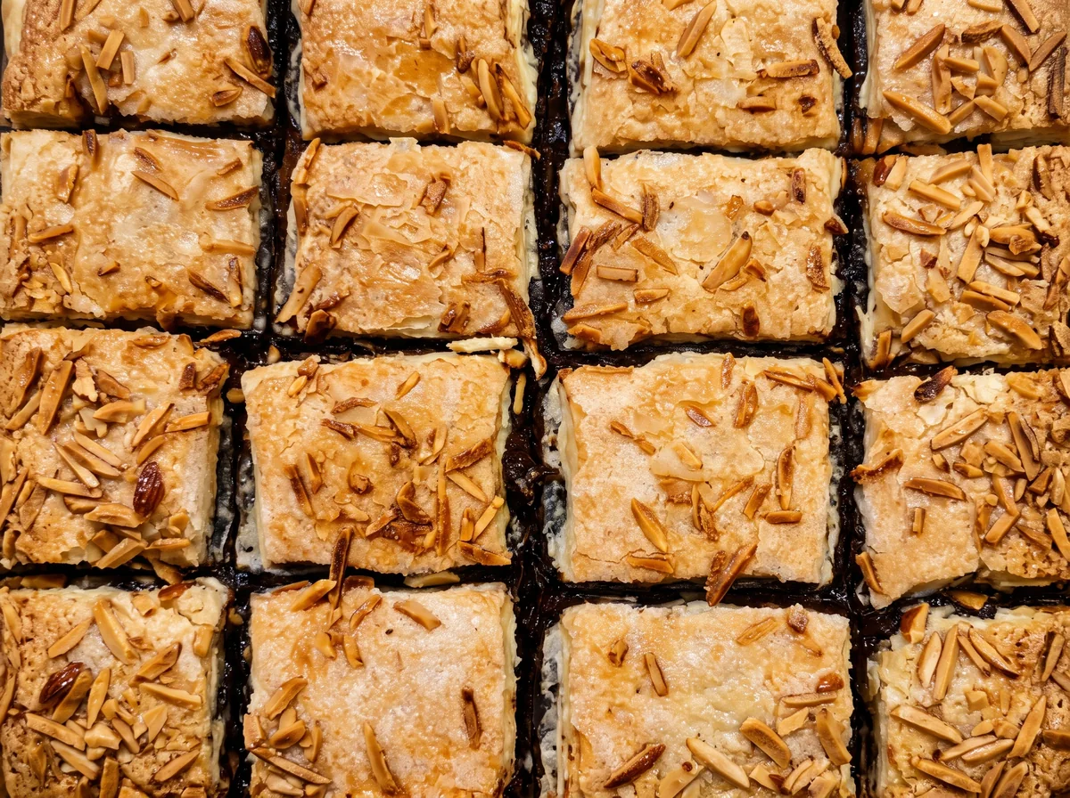 Detalle del cuadradito de hojaldre con chocolate y almendra Tribó