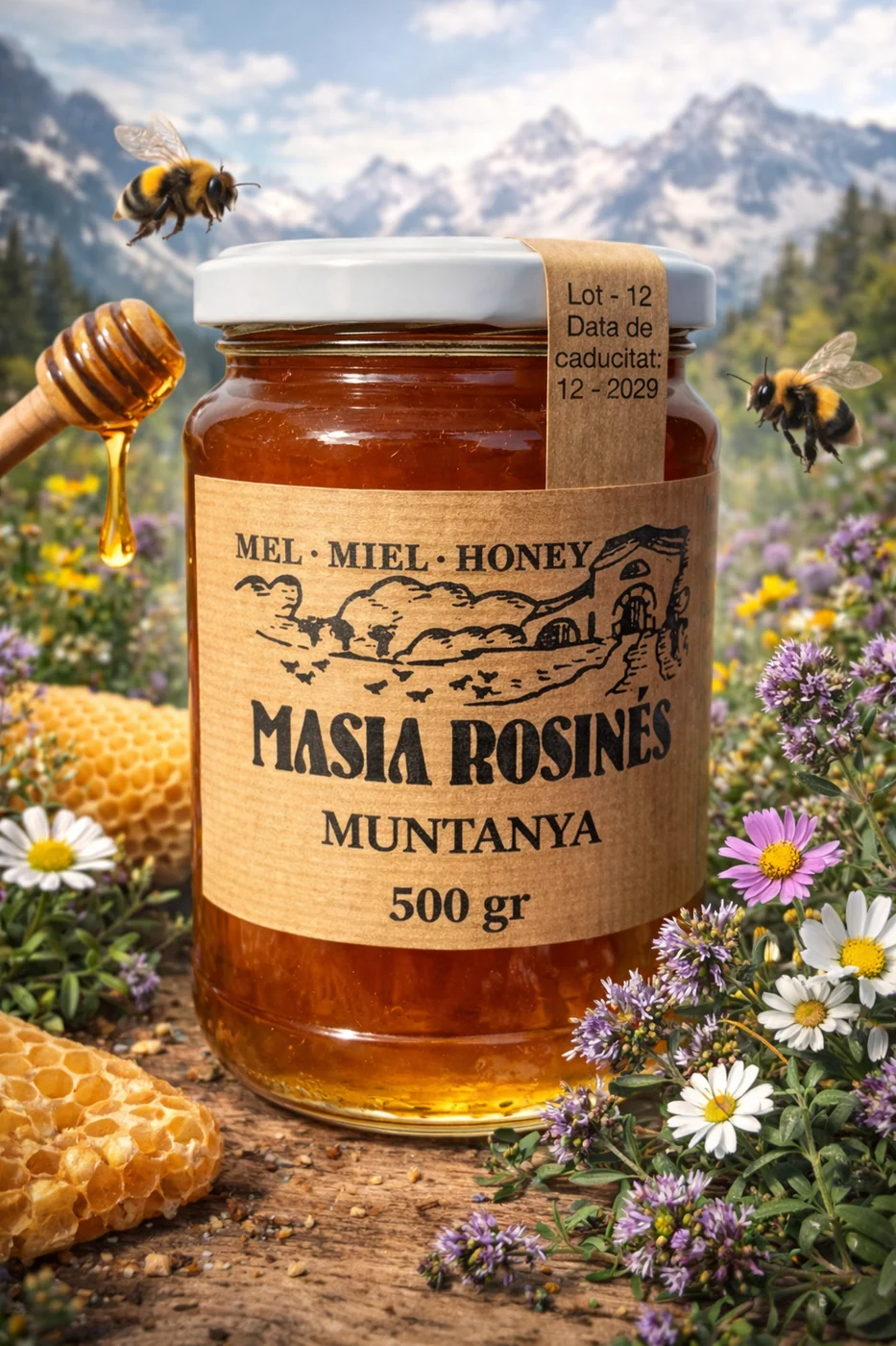 Tarro de Miel de Muntanya Masiá Rosinés de 500 g